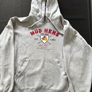 Men’ Large Gray Mud Hens Hooded Crewneck Sweatshirt